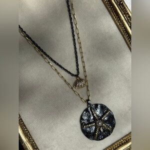 Gold and Black Starfish Pendant Necklace